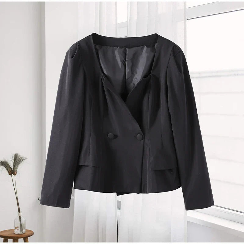 Set שני חלקים אלגנטי Skirt מידי ובלייזר בעיצוב מחויט ויוקרתי - PAS