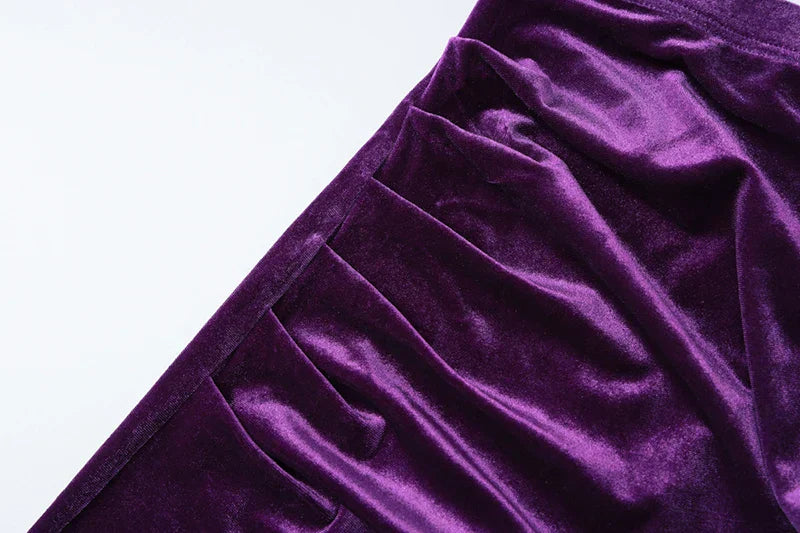 Set שני חלקים קטיפה Shirt וSkirt מקסי צמודה - מירנדה