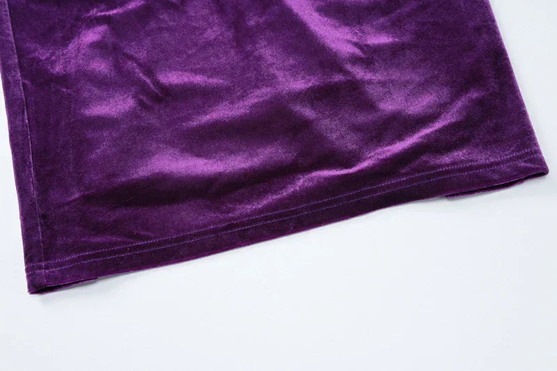 Set שני חלקים קטיפה Shirt וSkirt מקסי צמודה - מירנדה