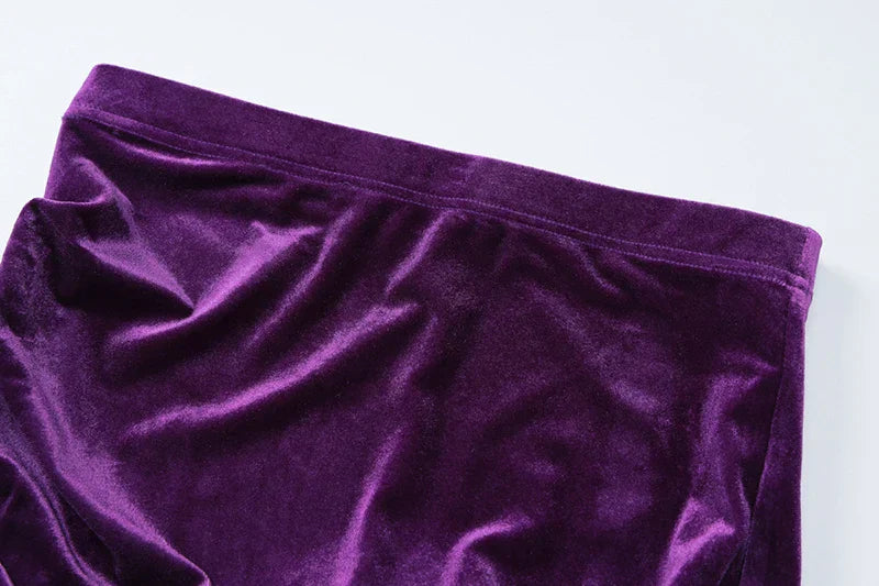 Set שני חלקים קטיפה Shirt וSkirt מקסי צמודה - מירנדה