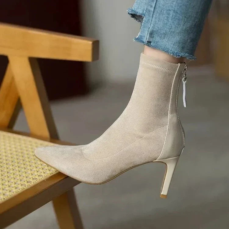 Lozano מגפוני Nude הפוך עם עקב